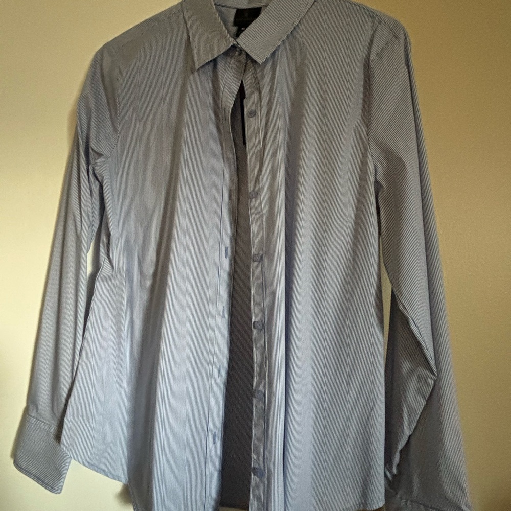 Women’s Blue Striped Button-Up Shirt
